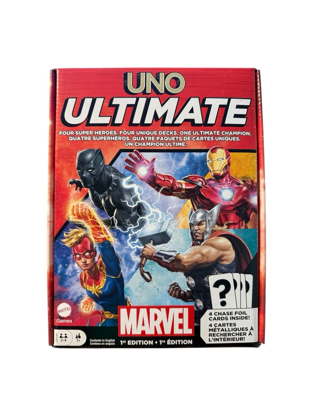 Mattel Games UNO Ultimate Marvel Card Game Complete with 4 Chase Foil Cards